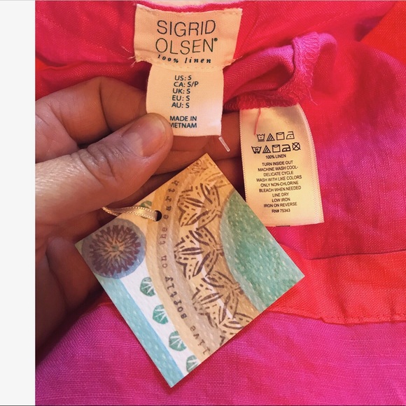 SOLD❌Sigrid Olsen Hot Pink Linen Sheath Dress - Picture 4 of 4